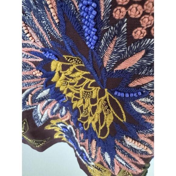 Soft Surroundings Womens Embroidered Blouse Plum Boho Sz Large - Picture 4 of 7